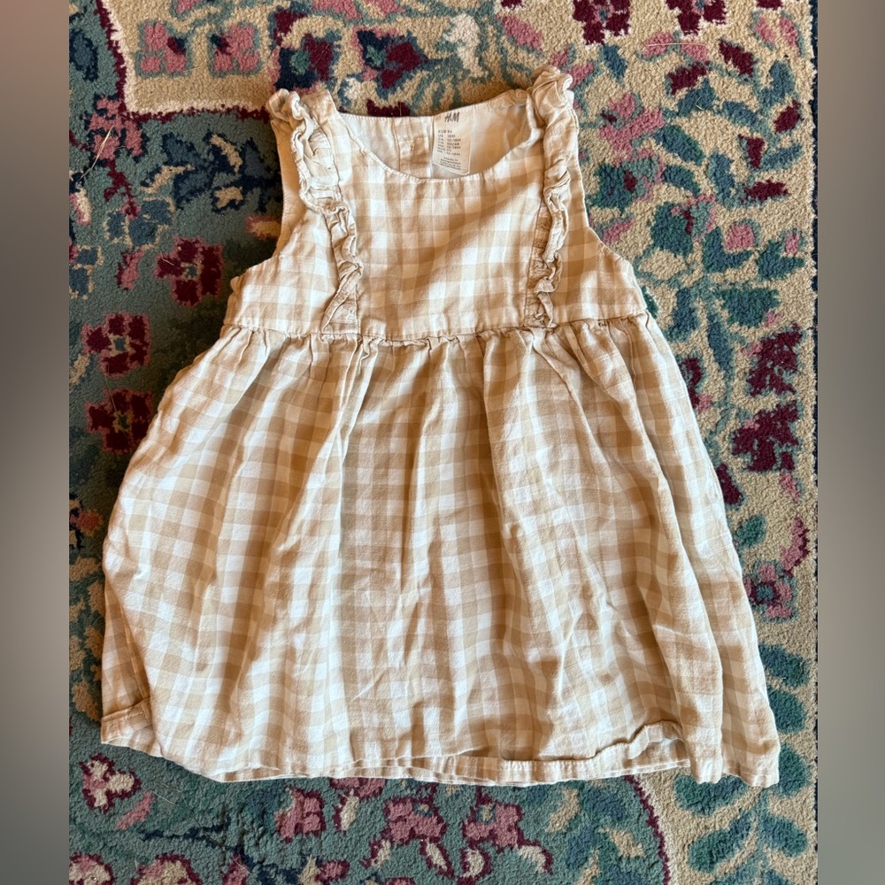H&M Cream Cottage Style Checkered Baby Dress